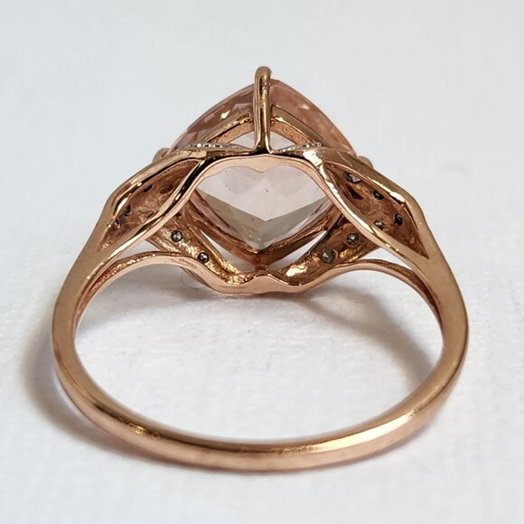 Not Silver 10k Solid NIB 2.27g Rose Gold Genuine Morganite Diamond Accent Size 7 - Picture 11 of 16